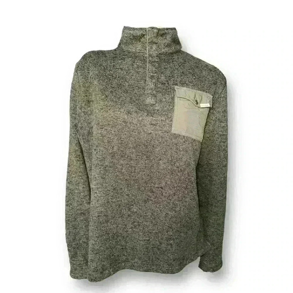 Woolrich women’s Pullover Quarter Button Jacket Top Sz Medium Green Sweater - Picture 1 of 11
